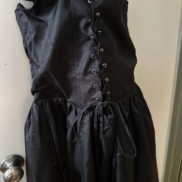 Shiny Taffeta Lace-Up Midi Dress LULUS XL NWT - Picture 4 of 6